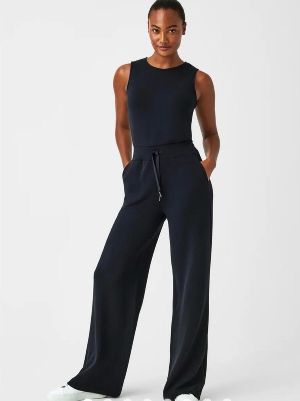 SPANX Navy Wide-Leg Jumpsuit with Drawstring Waist